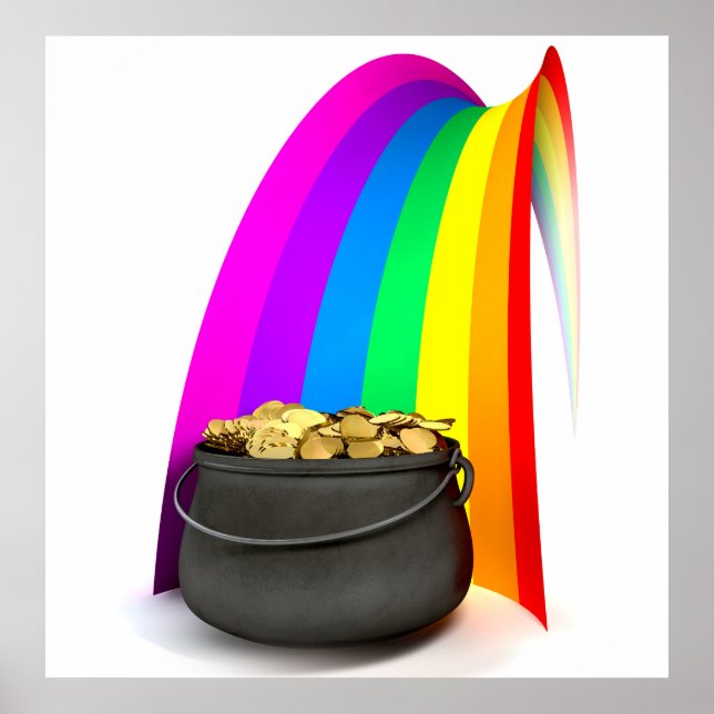 Pot O' Gold am Ende eines Regenbogens Poster (Vorne)