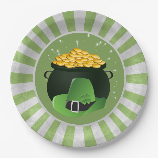 Pot o' Gold Leprechaun Hat Pappteller (Vorderseite)