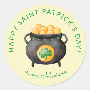 Pot of Gold Happy St. Patricks Day Gastgeschenke Runder Aufkleber