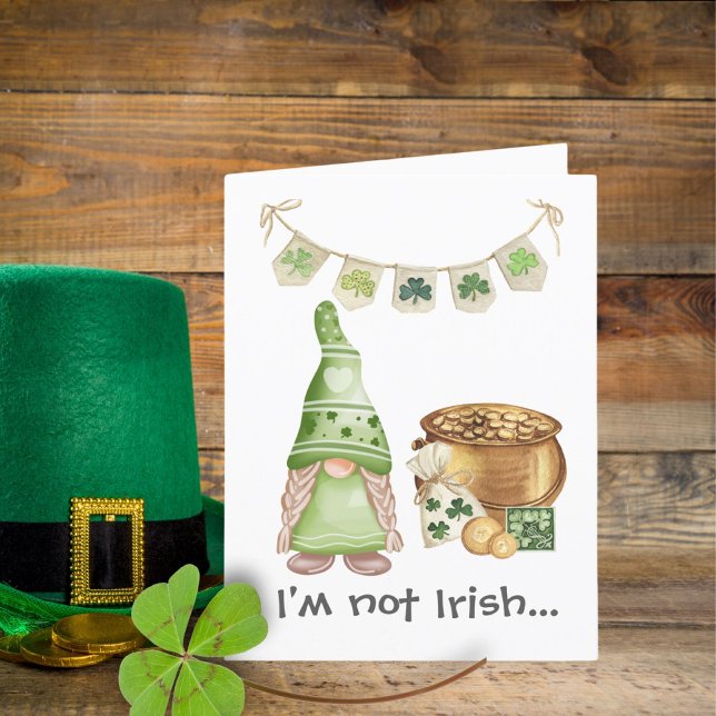 Pot of Gold Kokett Gnome Funny St Patrick Day Card Ankündigung (Von Creator hochgeladen)