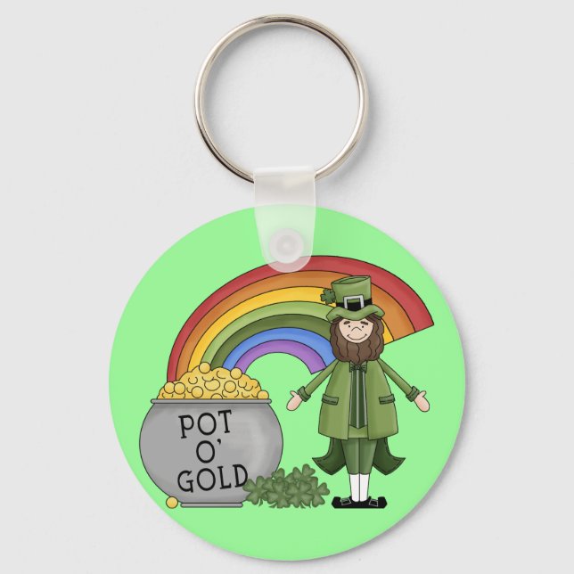 Pot of Gold Leprechaun Schlüsselanhänger (Vorderseite)