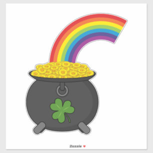 Pot of Gold Rainbow Cartoon Aufkleber