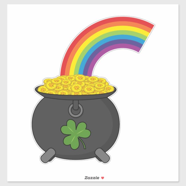 Pot of Gold Rainbow Cartoon Aufkleber (Blatt)