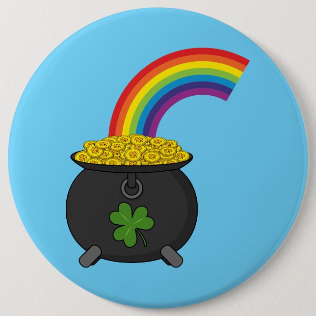 Pot of Gold Rainbow Cartoon Button (Vorderseite)