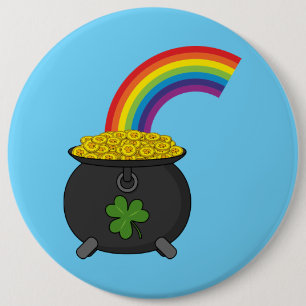 Pot of Gold Rainbow Cartoon Button