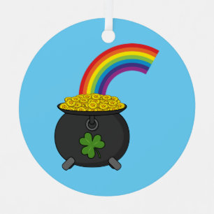 Pot of Gold Rainbow Cartoon Ornament Aus Metall