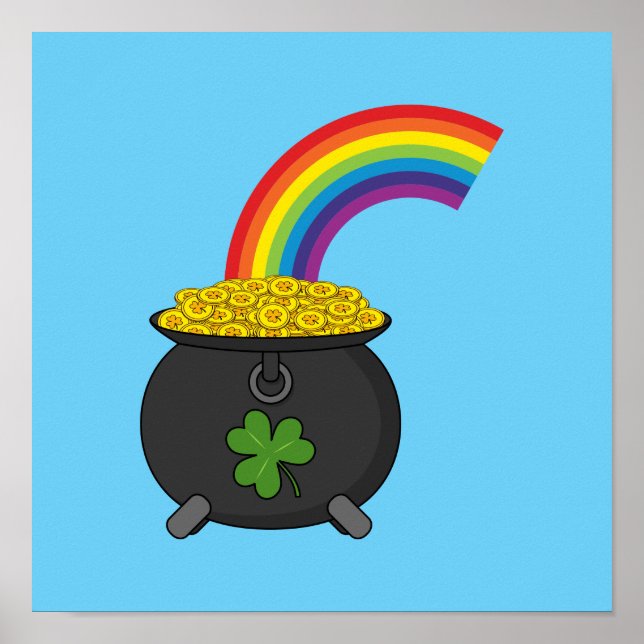 Pot of Gold Rainbow Cartoon Poster (Vorne)