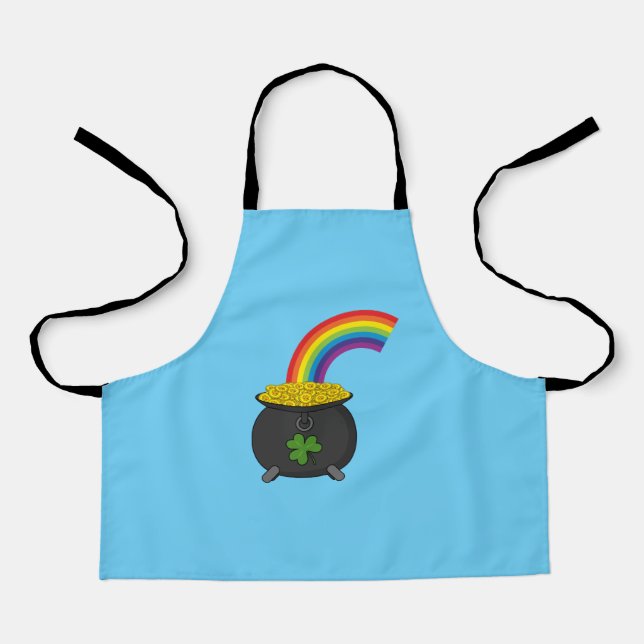 Pot of Gold Rainbow Cartoon Schürze (Vorderseite)