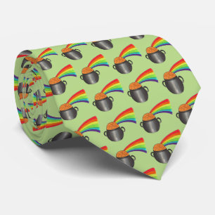 Pot of Gold Rainbow Green Saint Patrick's Day Kraw Krawatte