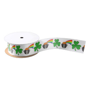 Pot of Gold Rainbow Kleeblatt St. Patrick's Day Satinband