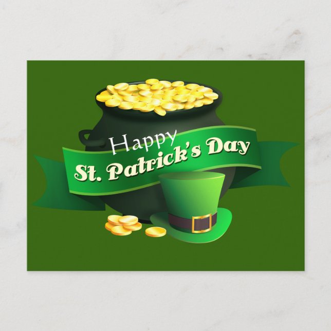 Pot of Gold St Patrick's Day Postkarte (Vorderseite)