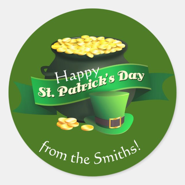 Pot of Gold St Patrick's Day Runder Aufkleber (Vorderseite)