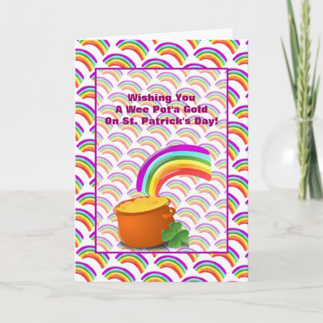 Pot'a Gold and Rainbow St. Patrick's Day Card Karte (Vorderseite)