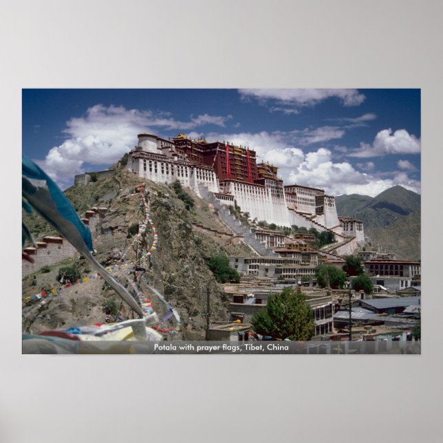 Potala mit Gebetsfahnen, Tibet, China Poster (Vorne)