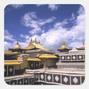 Potala Palace im Innern mit Steppeln an der Zuhaus Quadratischer Aufkleber