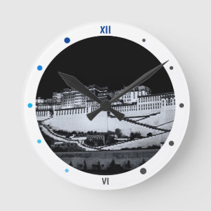 Potala Palace, Lhasa in der Nacht, Tibet (Uhr) Runde Wanduhr