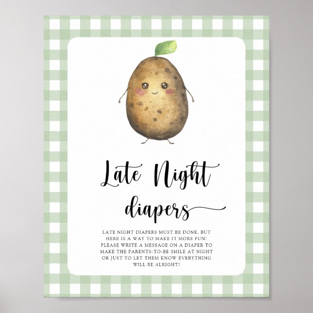 Potato baby Dusche - Spate night diaper game Poster (Vorne)