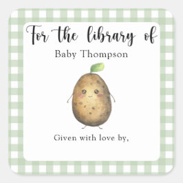 Potato Baby Shower Buchzeichen - für die Bibliothe Quadratischer Aufkleber