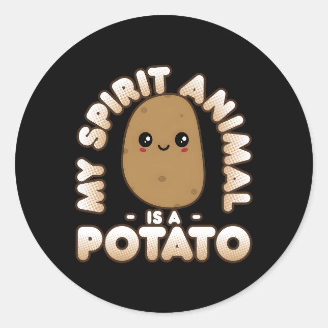 Potato Kawaii Mein Geisttier ist eine Kartoffel Runder Aufkleber (Vorderseite)