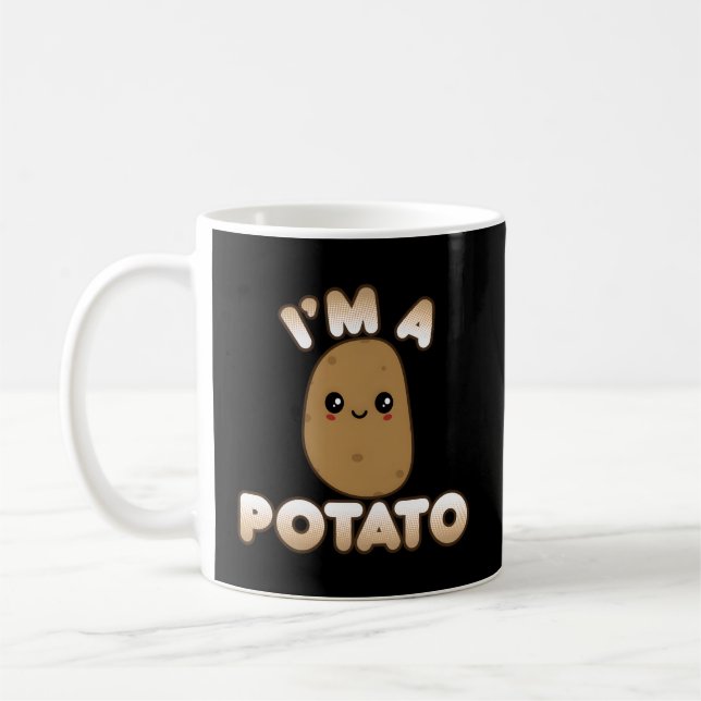 Potato Kawaii Stil lächelnd ich bin eine Kartoffel Kaffeetasse (Links)