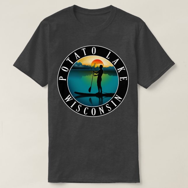 Potato Lake Wisconsin Paddleboarding T-Shirt (Design vorne)
