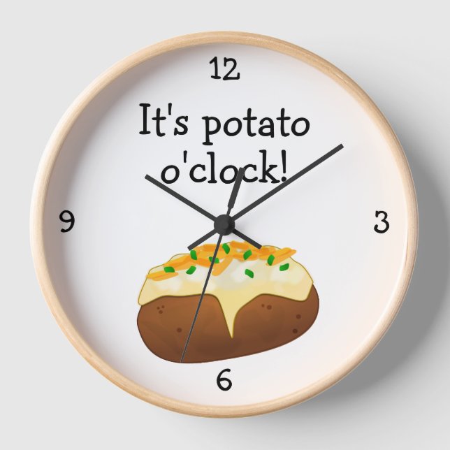 Potato O'Clock lustiges Essen Thema Große Uhr (Vorderseite)
