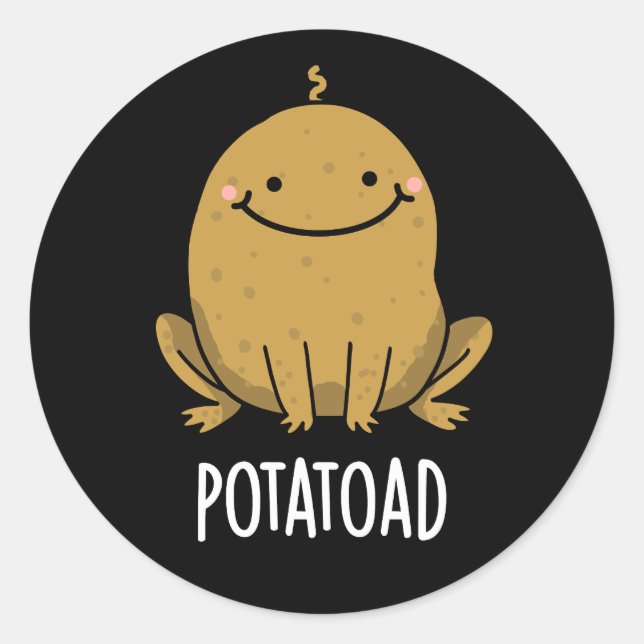 Potatoad Funny Potato Toad Puff Dark BG Runder Aufkleber (Vorderseite)