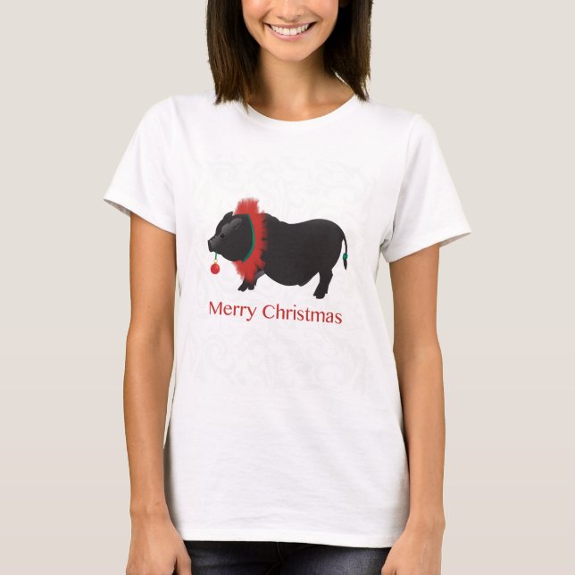 Potbellied Pig Frohe Weihnachtsgestaltung T-Shirt (Vorderseite)