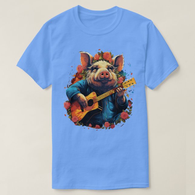 PotBellied Pig Gitarre spielen T-Shirt (Design vorne)