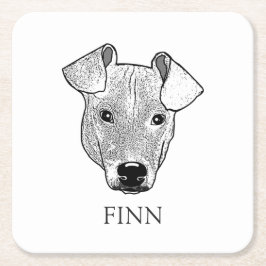 Potcake Dog Personalisiert Zeichnend Hand Rechteckiger Pappuntersetzer