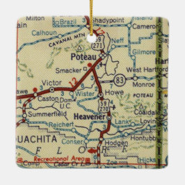 Poteau OK und Heavener Oklahoma Karte Keramikornament
