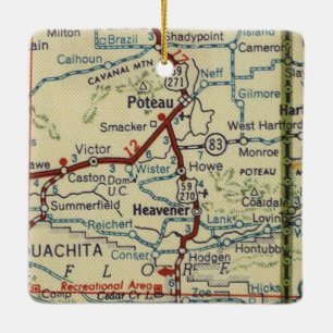 Poteau OK und Heavener Oklahoma Karte Keramikornament