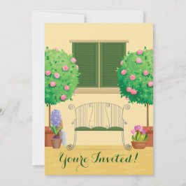 Potgarten mit Bench Family Wiedersehen Einladung