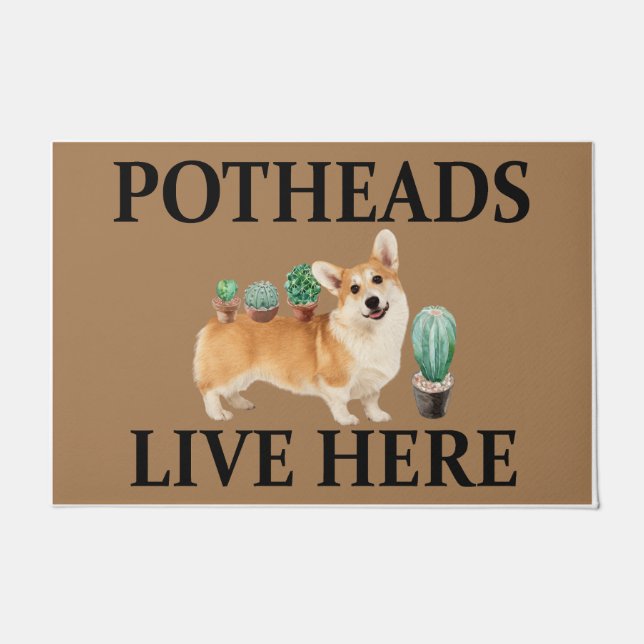 Potheads leben hier, Dog Geschenk Lover Corgi Fußmatte (Vorderseite)