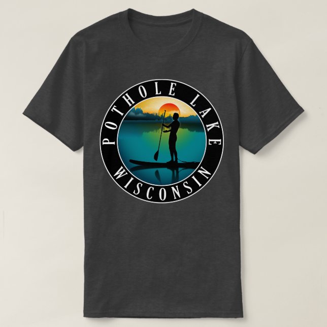 Pothole Lake Wisconsin Paddleboarding T-Shirt (Design vorne)