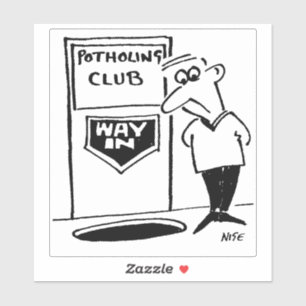 Potholing Club Eingang Cartoon. Aufkleber