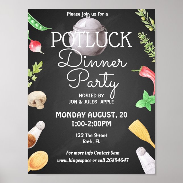 potluck dinner Party potluck Party laden Poster (Vorne)