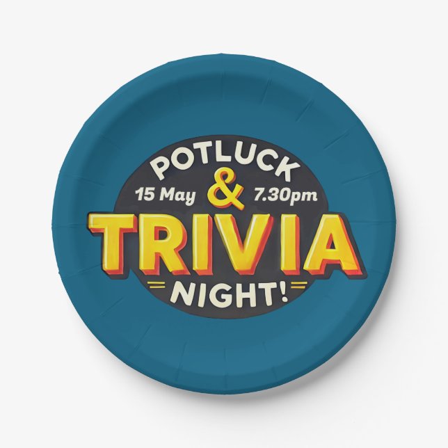 Potluck Trivia Night Party trifft sich Pappteller (Vorderseite)