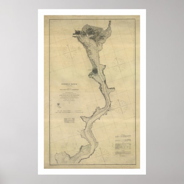Potomac River Map Washington DC - 1864 Poster (Vorne)