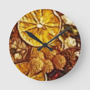 Potpourri Oranges Fractal Runde Wanduhr