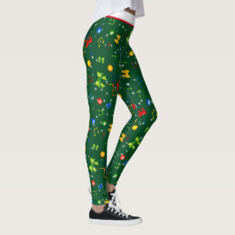 Potpourri von Weihnachtselementen auf GRÜNEN Leggings