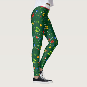 Potpourri von Weihnachtselementen auf GRÜNEN Leggings