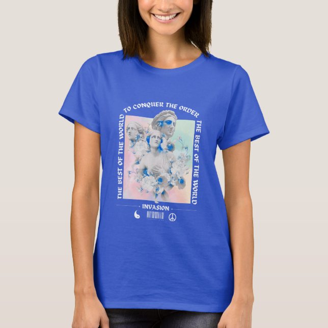 POTRAIT BLUE PINK FRAUEN STATUE DESIGN FOR MAMA T-Shirt (Vorderseite)