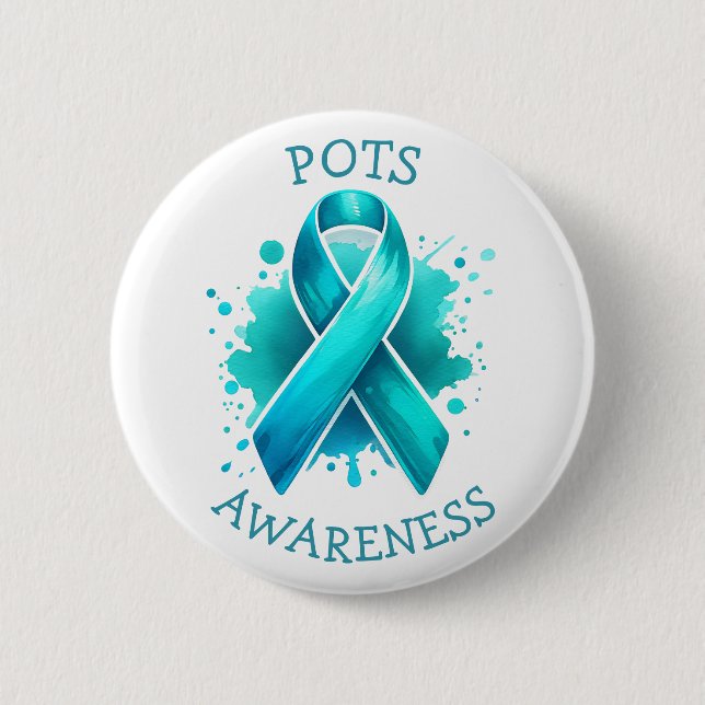 Pots Awareness Türkise Awareness Ribbon Button (Vorderseite)