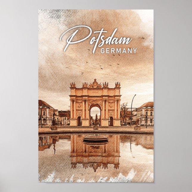 Potsdam Deutschland Color Pencil Travel Poster (Vorne)