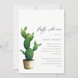 Potted Cactus Green Foliage Baby Shower Einladung