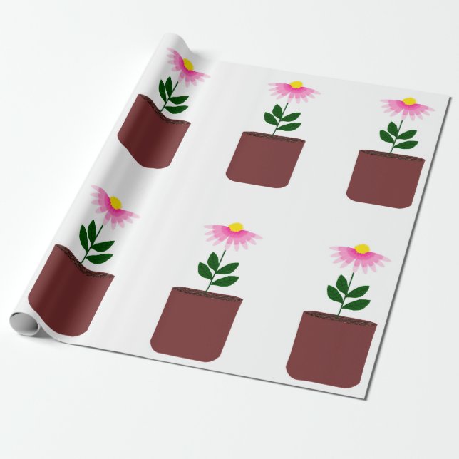 Potted Daisy Wrapping Paper Geschenkpapier (Ungerollt)