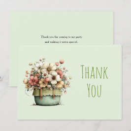 Potted Flowers Cozy Shabby Style Cute Dankeskarte