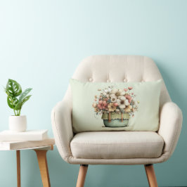 Potted Flowers Cozy Shabby Style Cute Lendenkissen