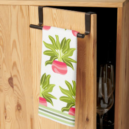 Potted Greenery Streifen Trim Küchenhandtücher Geschirrtuch